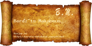 Beráts Makabeus névjegykártya